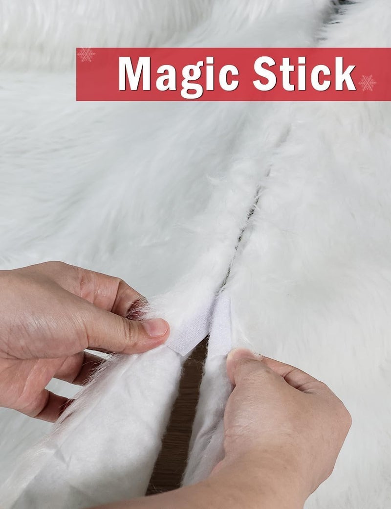 Lerryone Christmas Tree Skirt, 24 Inch Faux Fur White Tree Skirt Small Snowy White Plush Velvet Xmas Tree Mat Base Cover for Holiday Home Party Decorations - Image 4